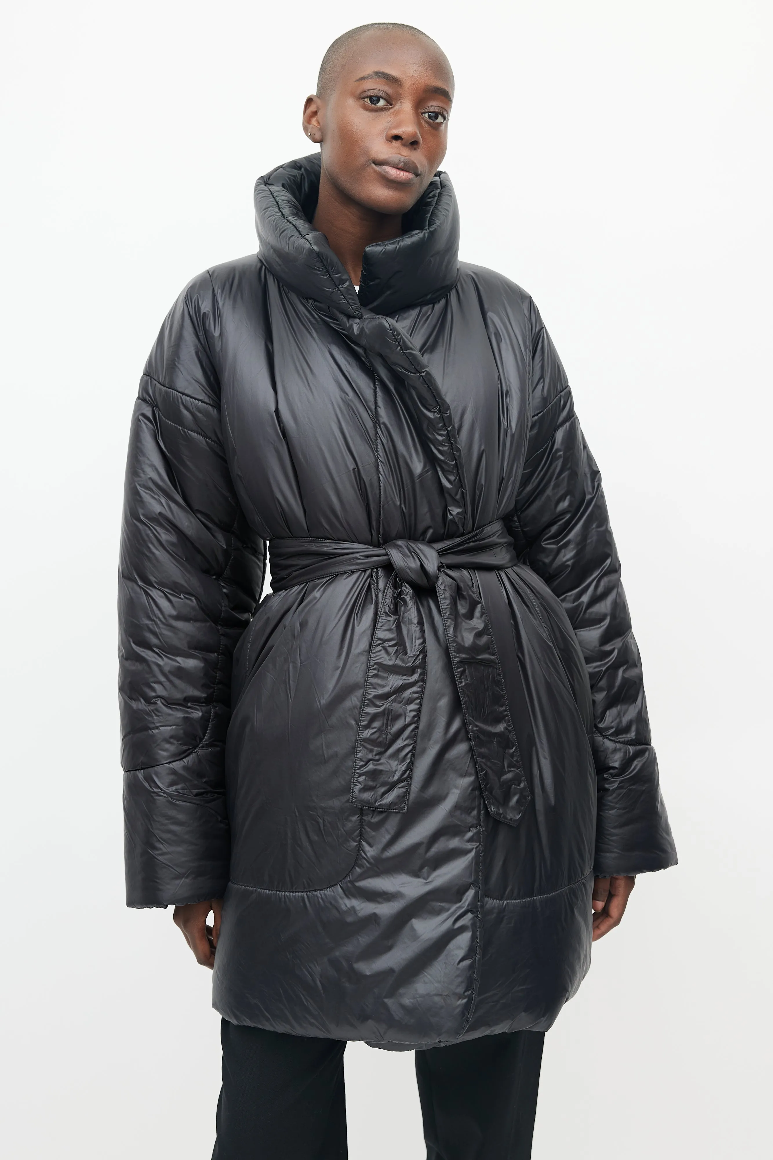 Black Belted Puffer Coat