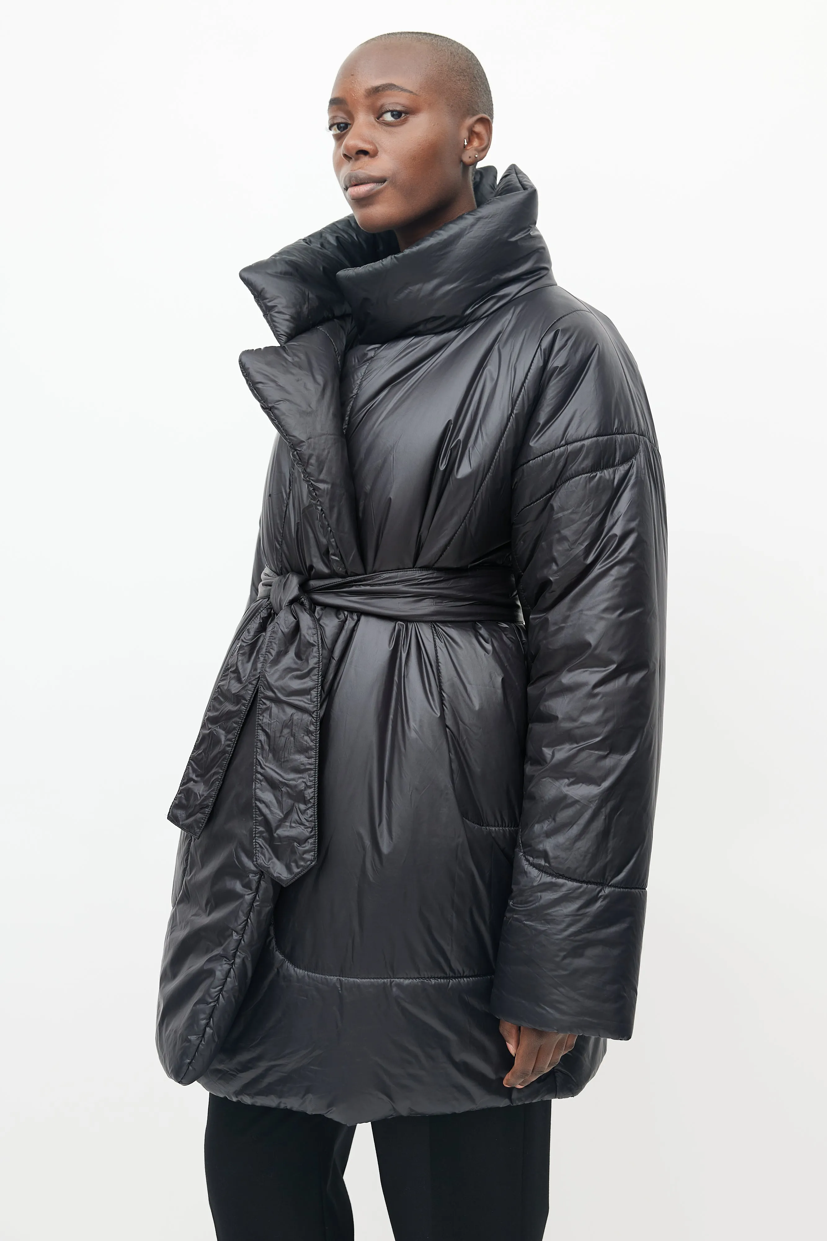 Black Belted Puffer Coat