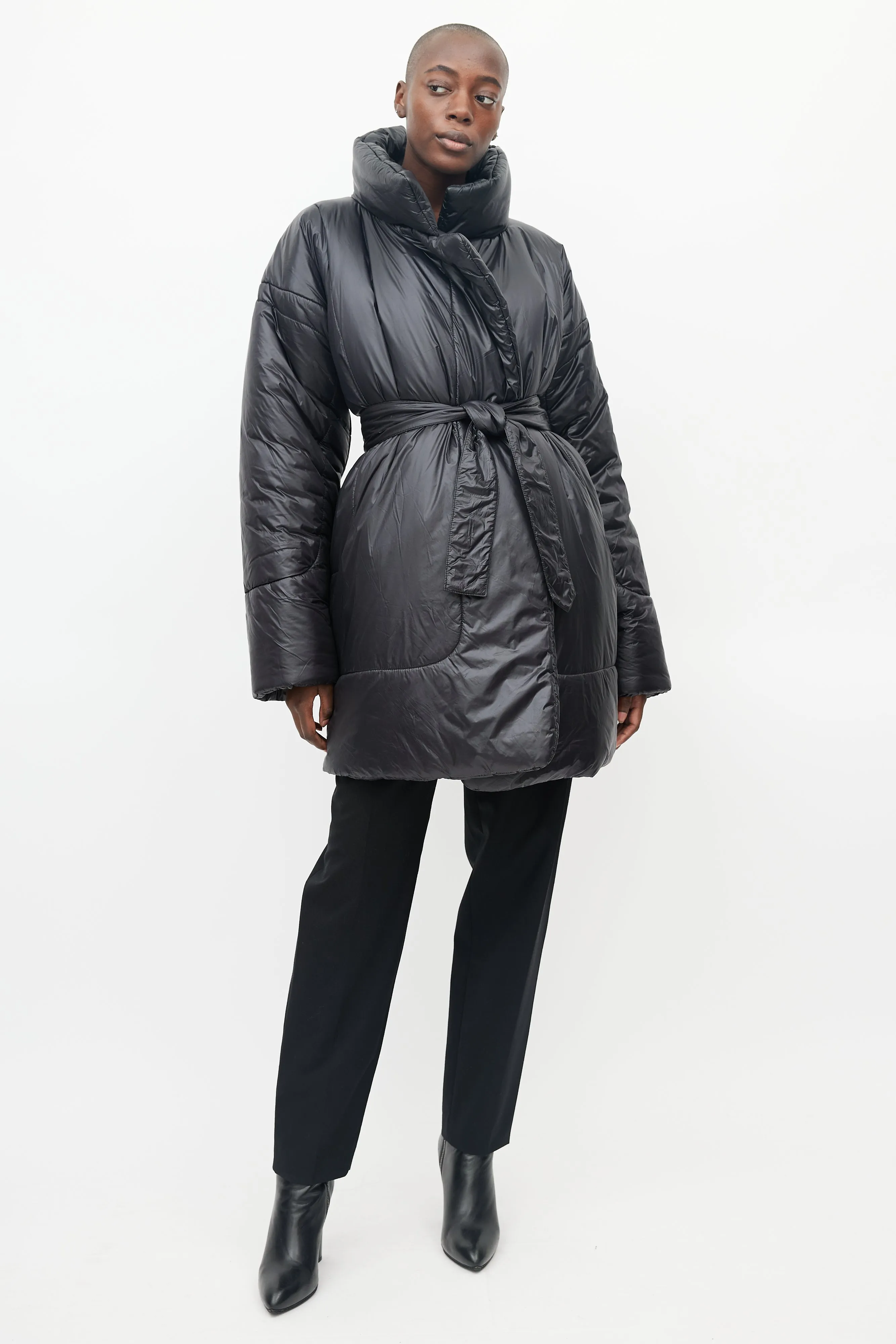 Black Belted Puffer Coat