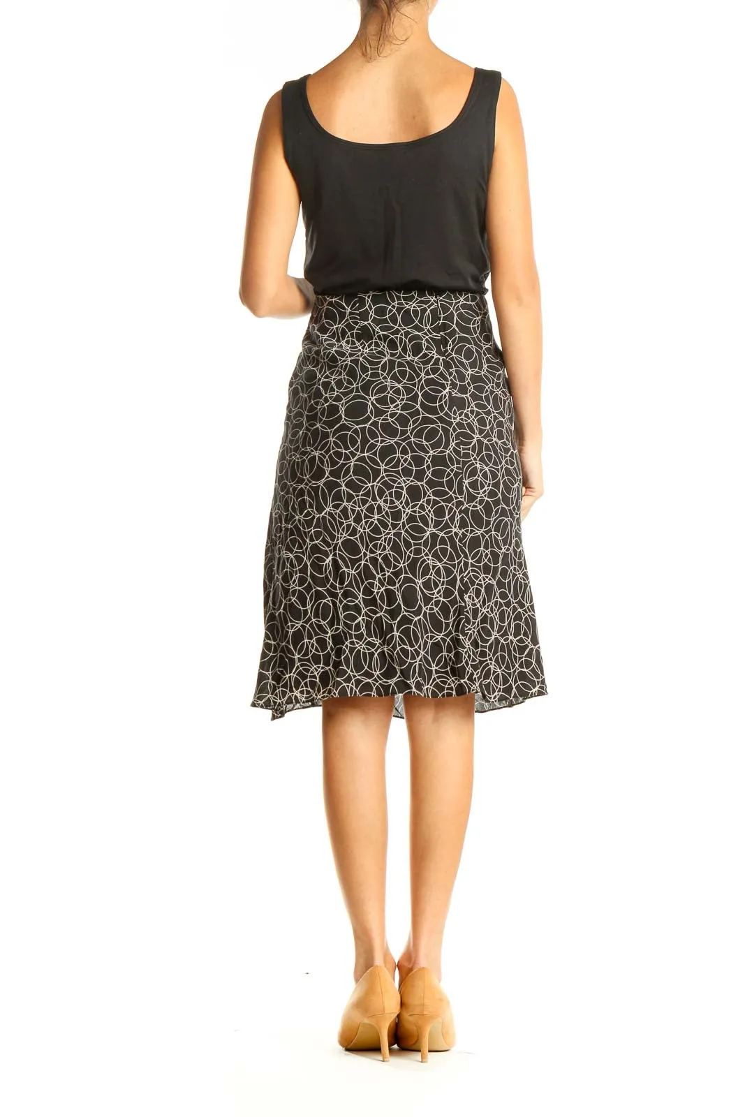 Black Printed Classic A-Line Skirt