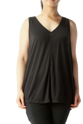 Black V-Neck Knit Tank Top