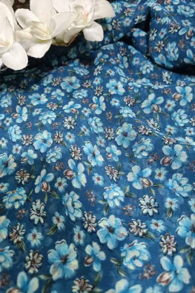 Blue Georgette Fabric with Digital Print ( 1 Mtr )