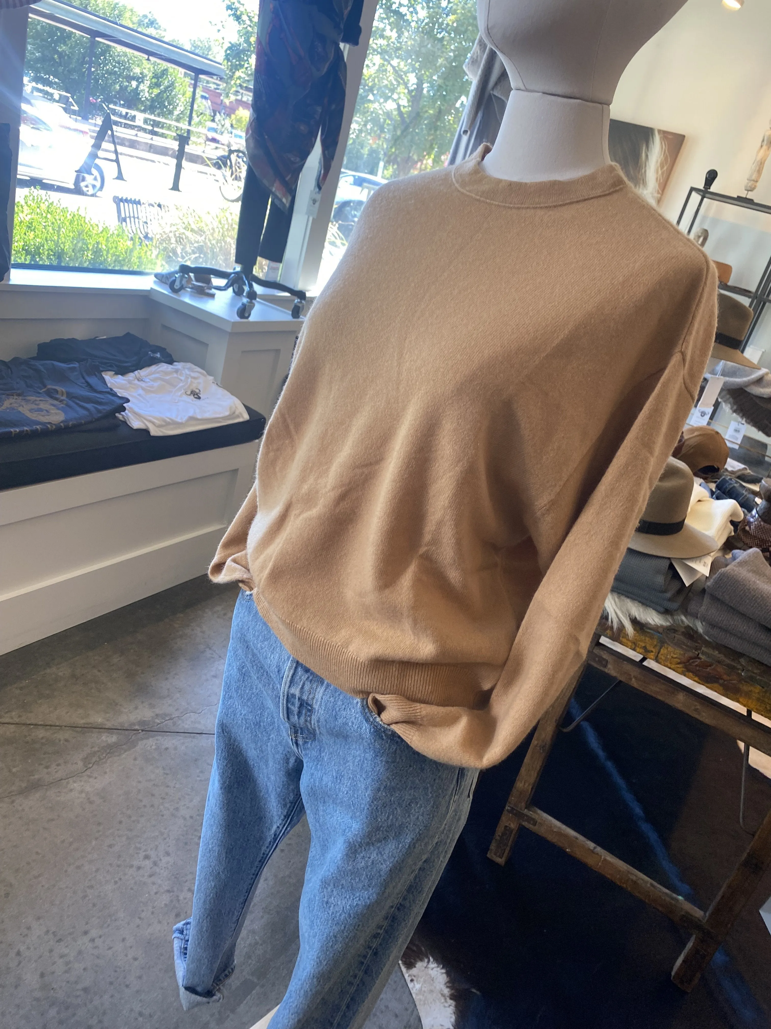 Brazeau Tricot Creme Slouchy Crewneck Sweater