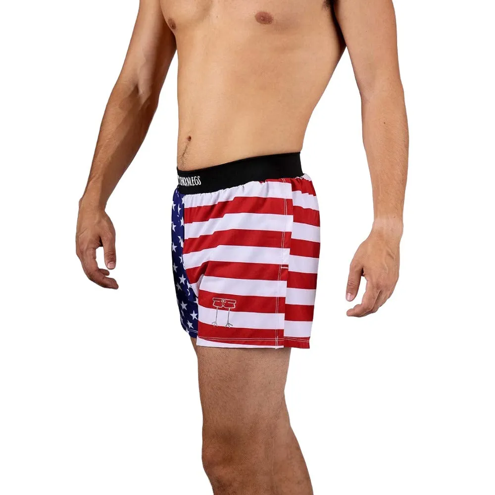 ChicknLegs Men's USA Half Split Shorts 4"