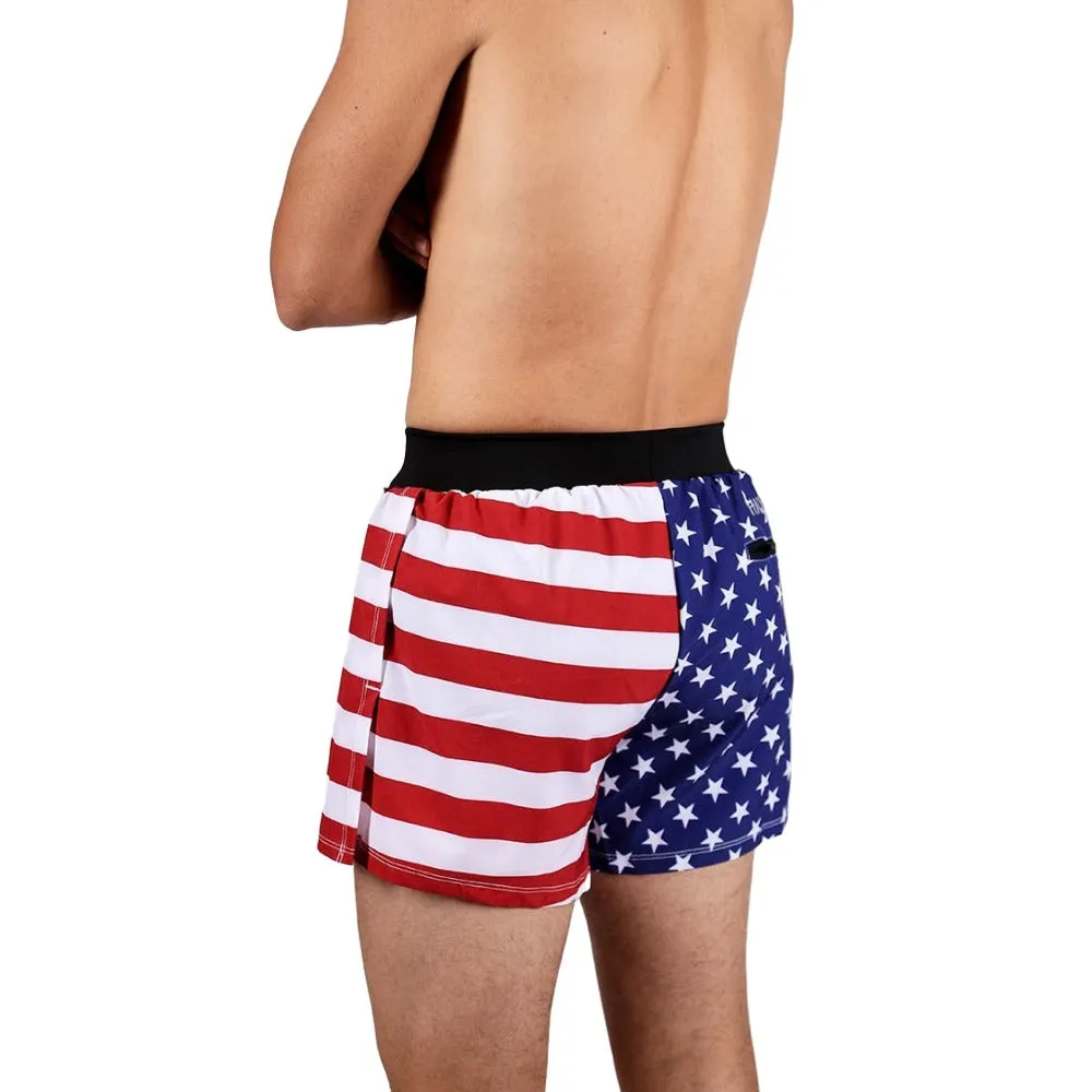 ChicknLegs Men's USA Half Split Shorts 4"