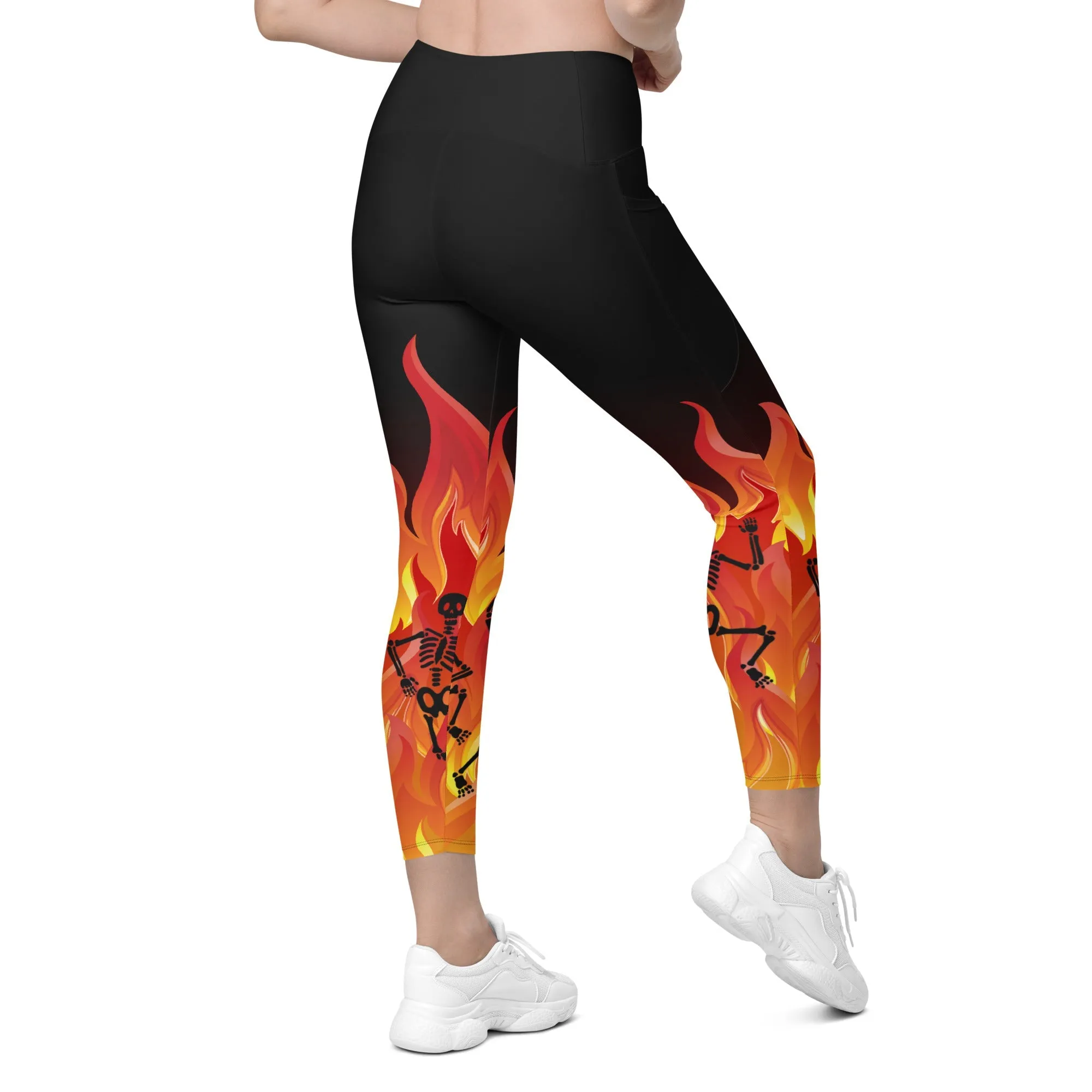 Crimson Inferno Leggings With Pockets