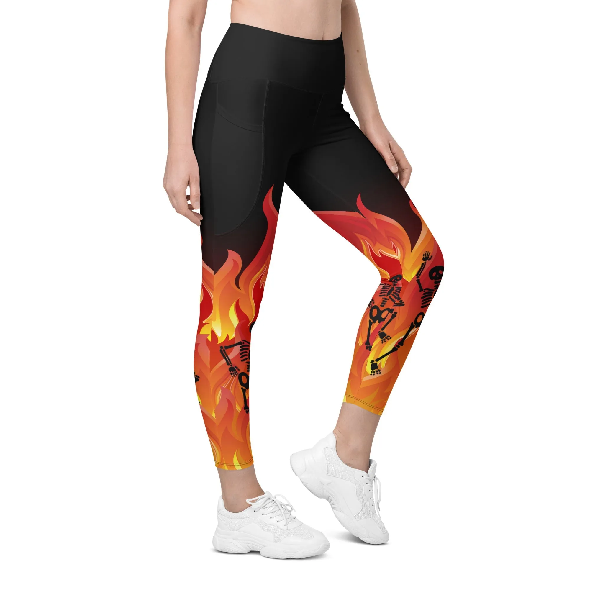 Crimson Inferno Leggings With Pockets