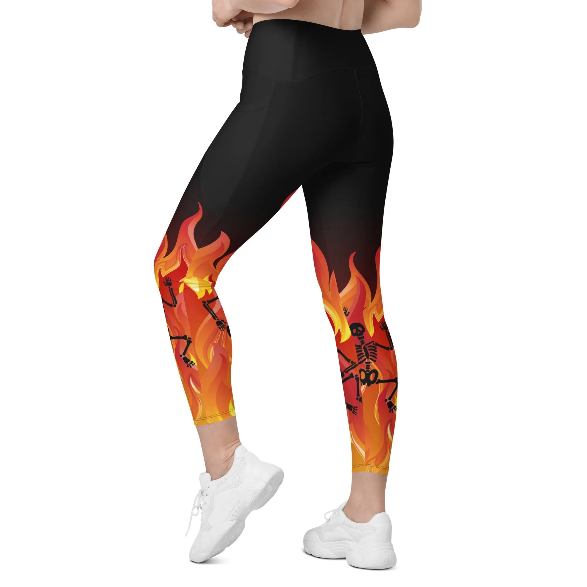 Crimson Inferno Leggings With Pockets