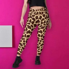 Crossover Leggings Stand Tall Giraffe Print with Pockets, lioness-love