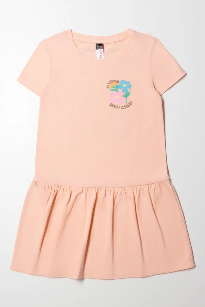 Dropped Waist T-Shirt Dress Peach