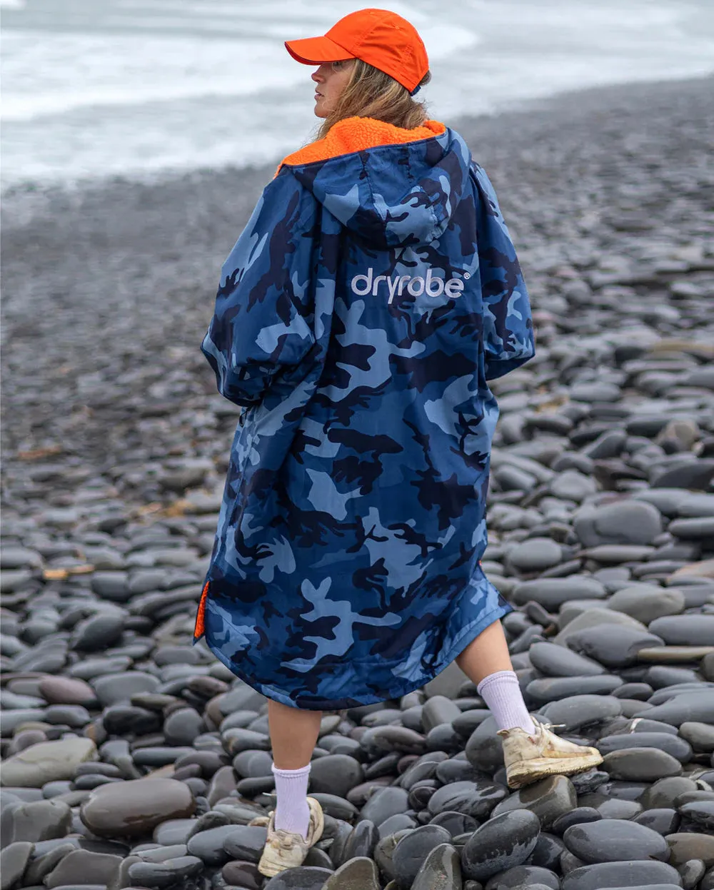 Dryrobe Advance LONG Sleeve Changing Robe V3 - Blue Camo / Orange