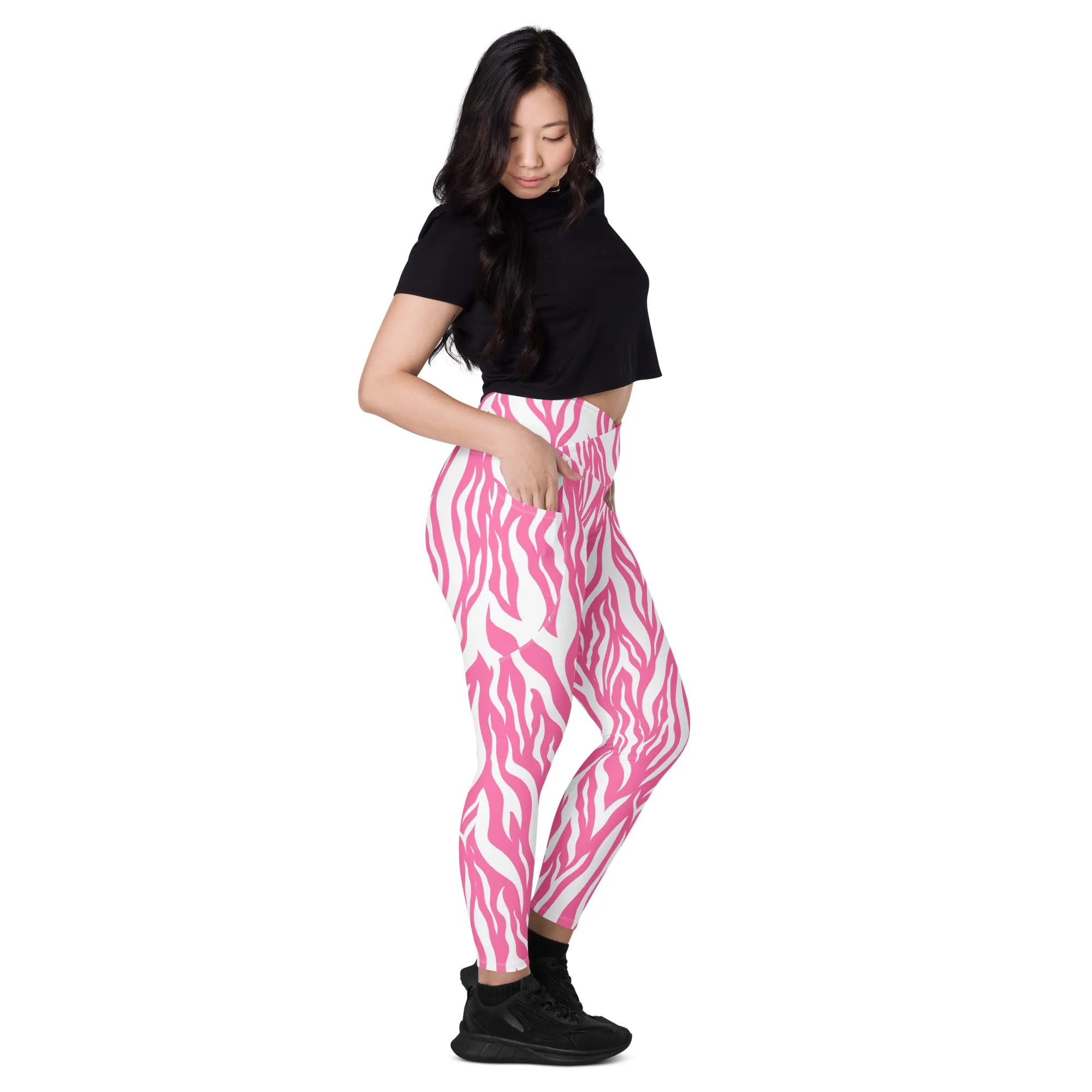 Favorite Zebra Crossover Leggings with Pockets, lioness-love