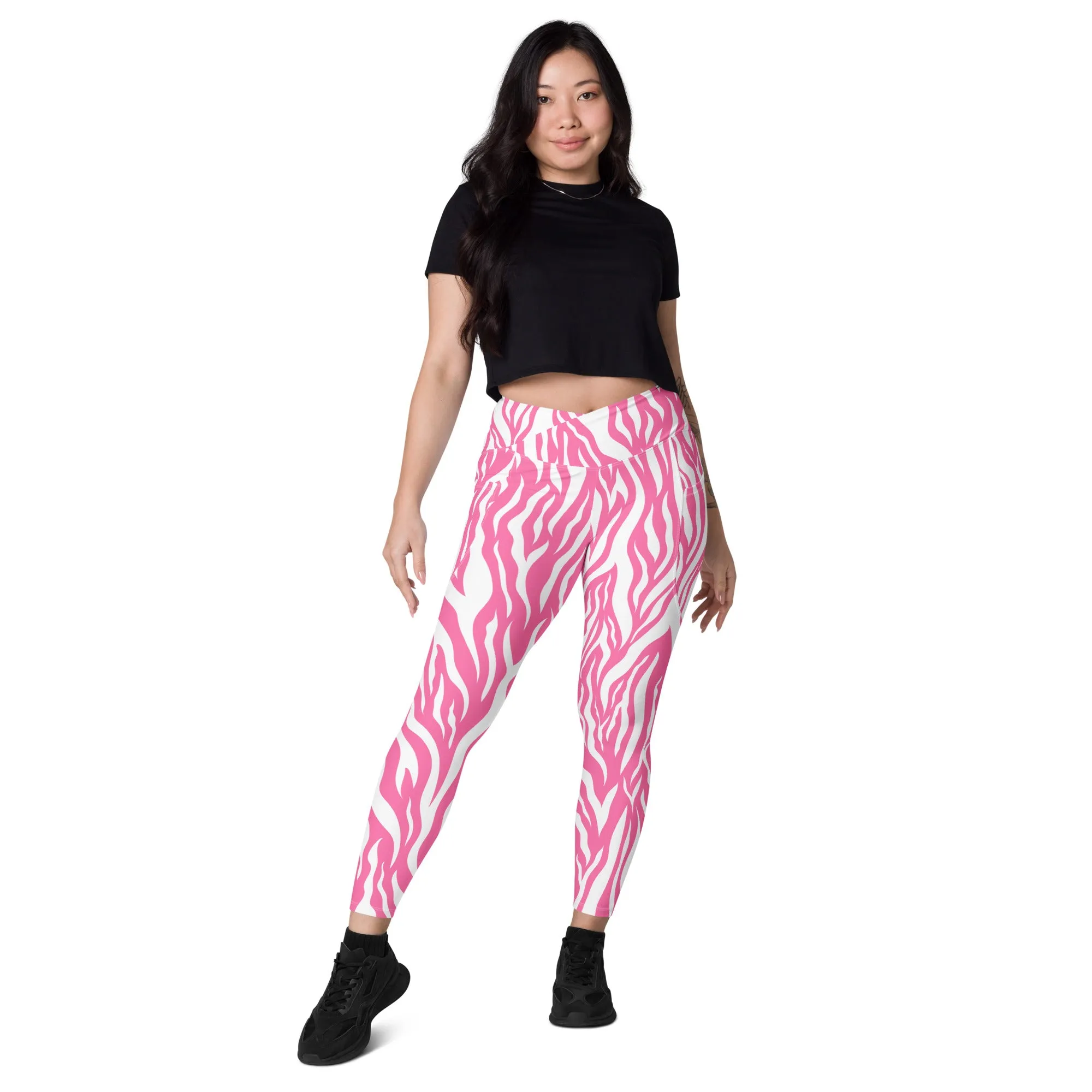 Favorite Zebra Crossover Leggings with Pockets, lioness-love