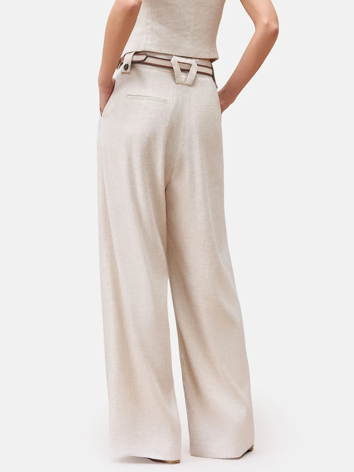 French-Origin Stretch Linen Wide-leg Pants - Star Queen