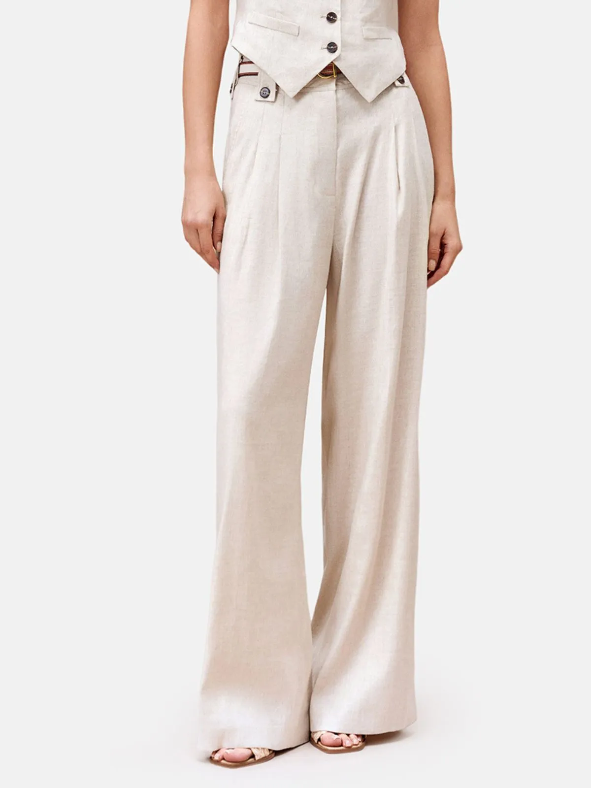 French-Origin Stretch Linen Wide-leg Pants - Star Queen