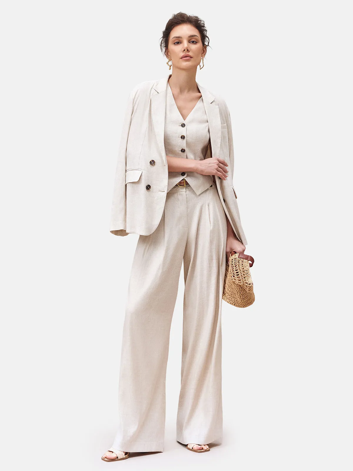 French-Origin Stretch Linen Wide-leg Pants - Star Queen