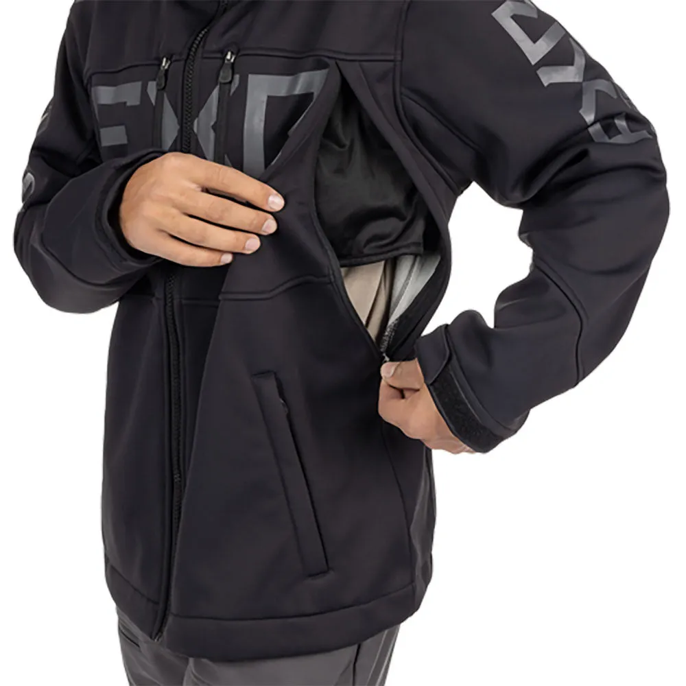 FXR Mens Helium Pro Softshell Snowmobile Jacket Black/Char LE