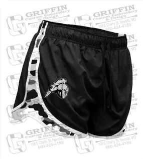 Girls Running Shorts - NEVC Knights Helmet Logo