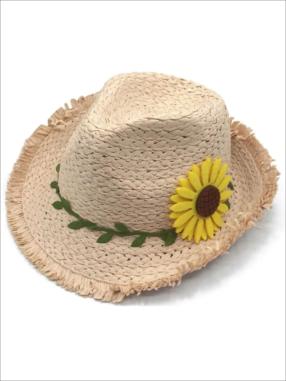 Girls Straw Hat with Sunflower