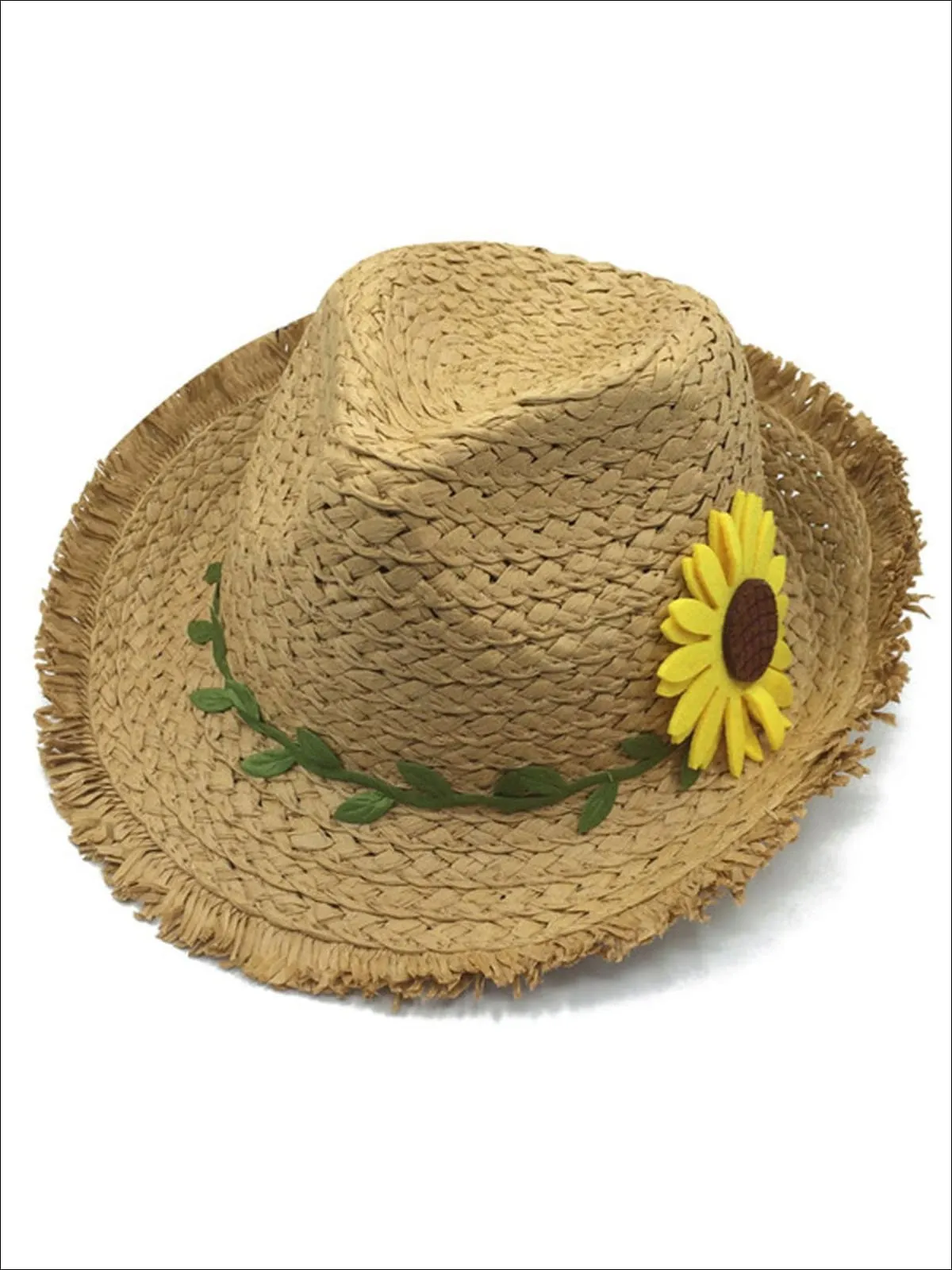 Girls Straw Hat with Sunflower