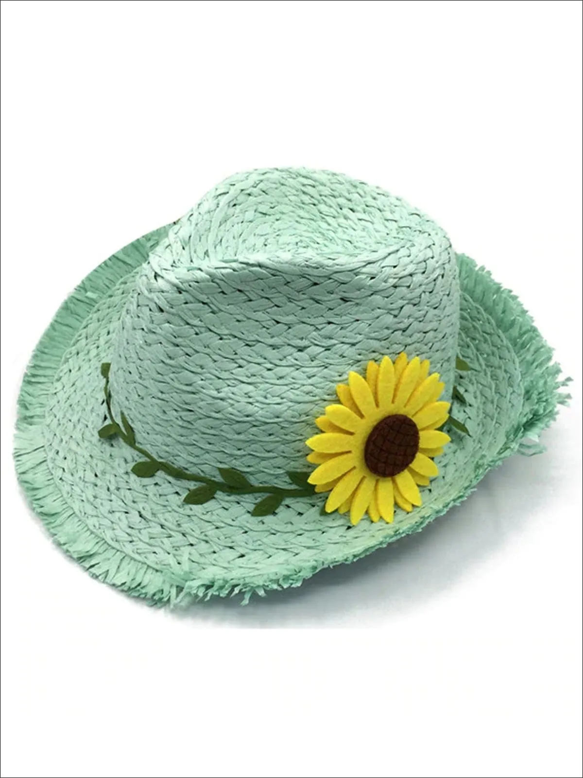 Girls Straw Hat with Sunflower