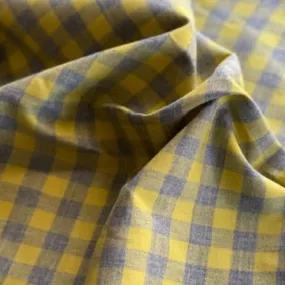 Grey/Yellow | 1/4" Check Shirting - SKU 7086B #S189