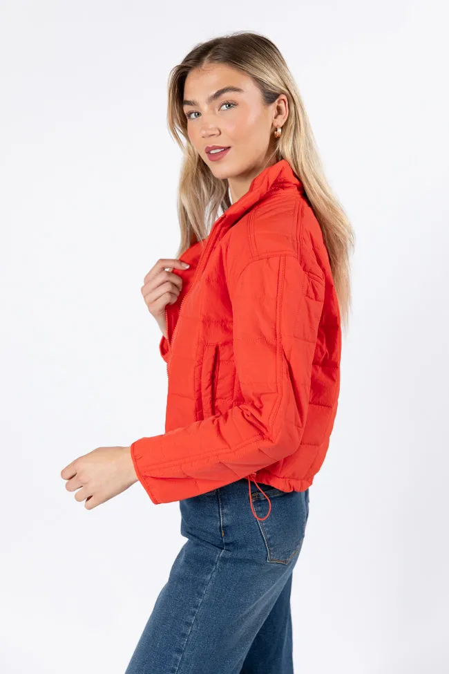 Heating Up Tomato Lightweight Puffer Jacket FINAL SALE