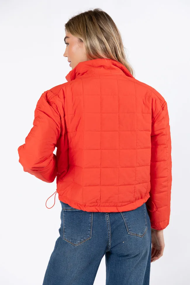 Heating Up Tomato Lightweight Puffer Jacket FINAL SALE