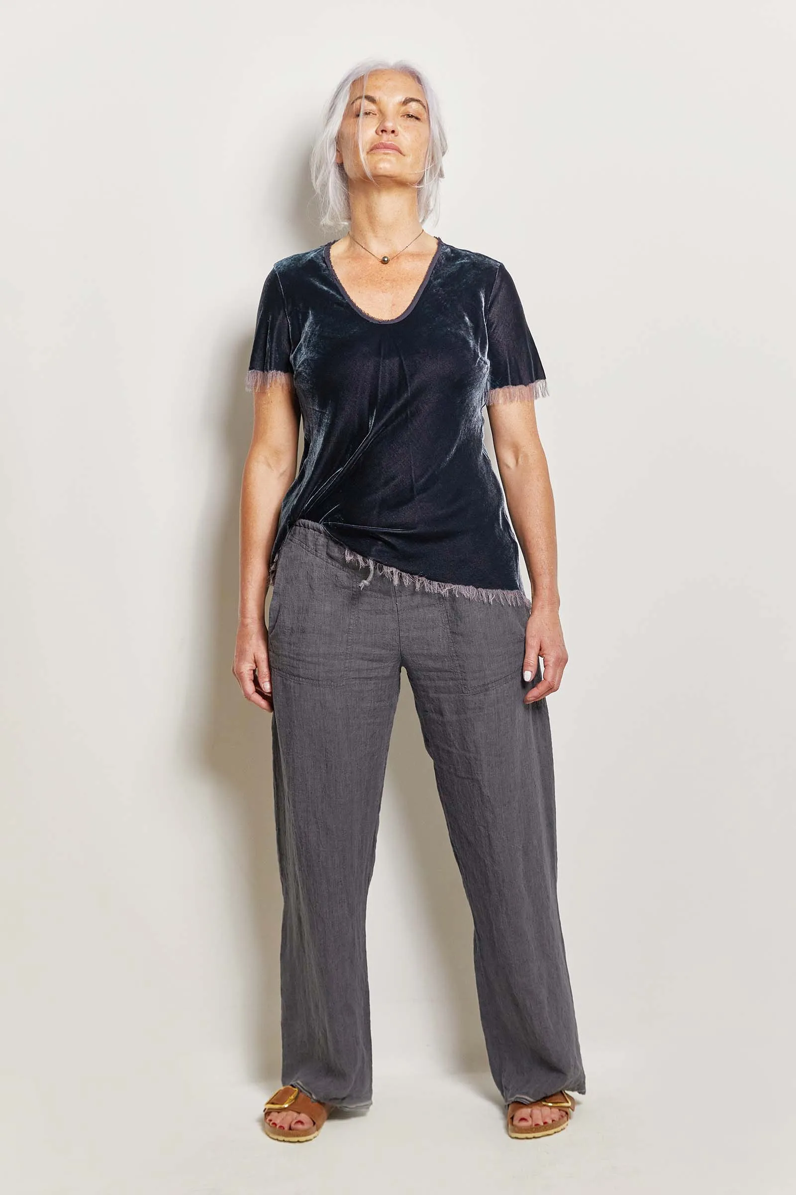 honest charcoal linen pant