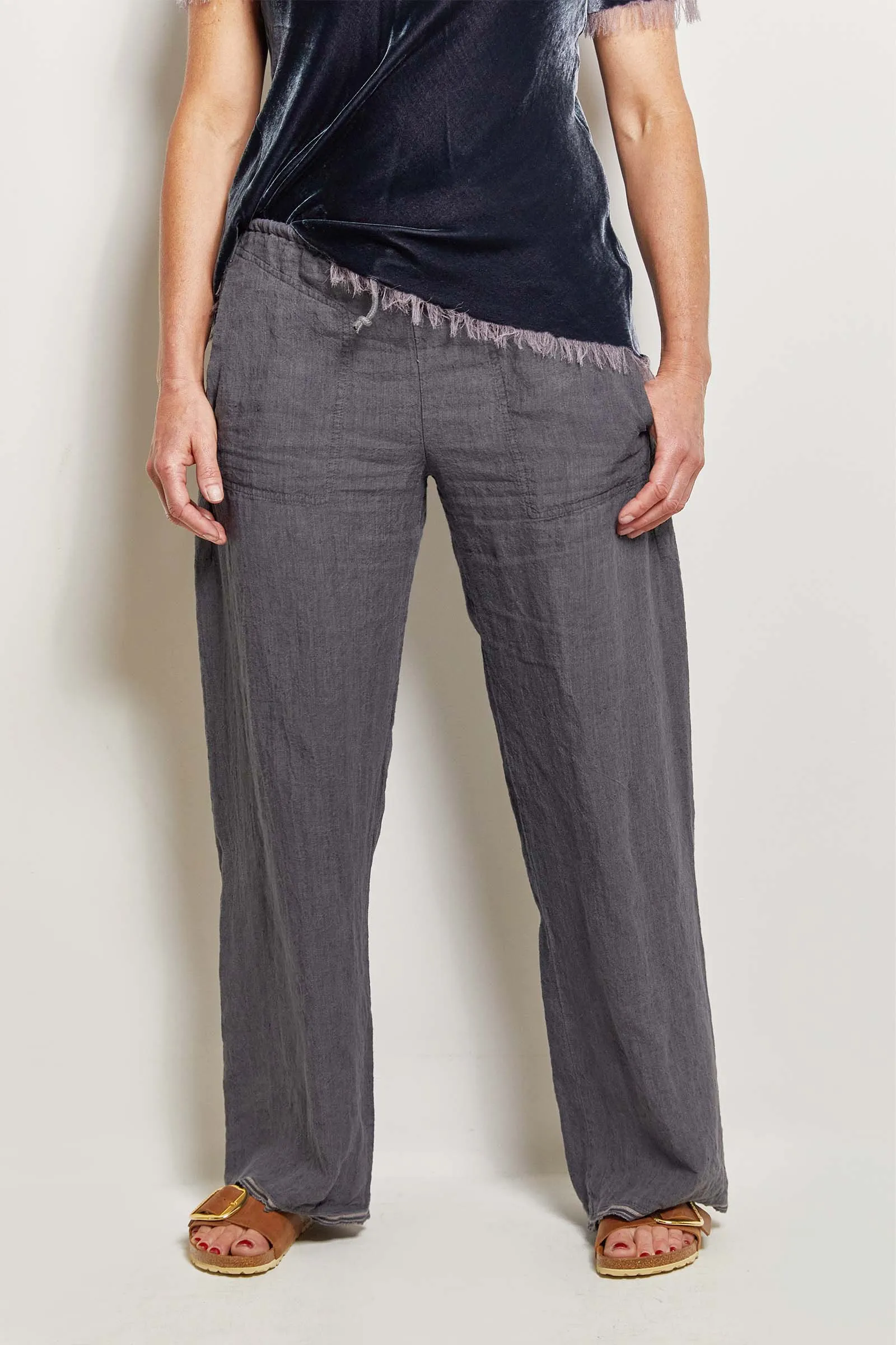 honest charcoal linen pant