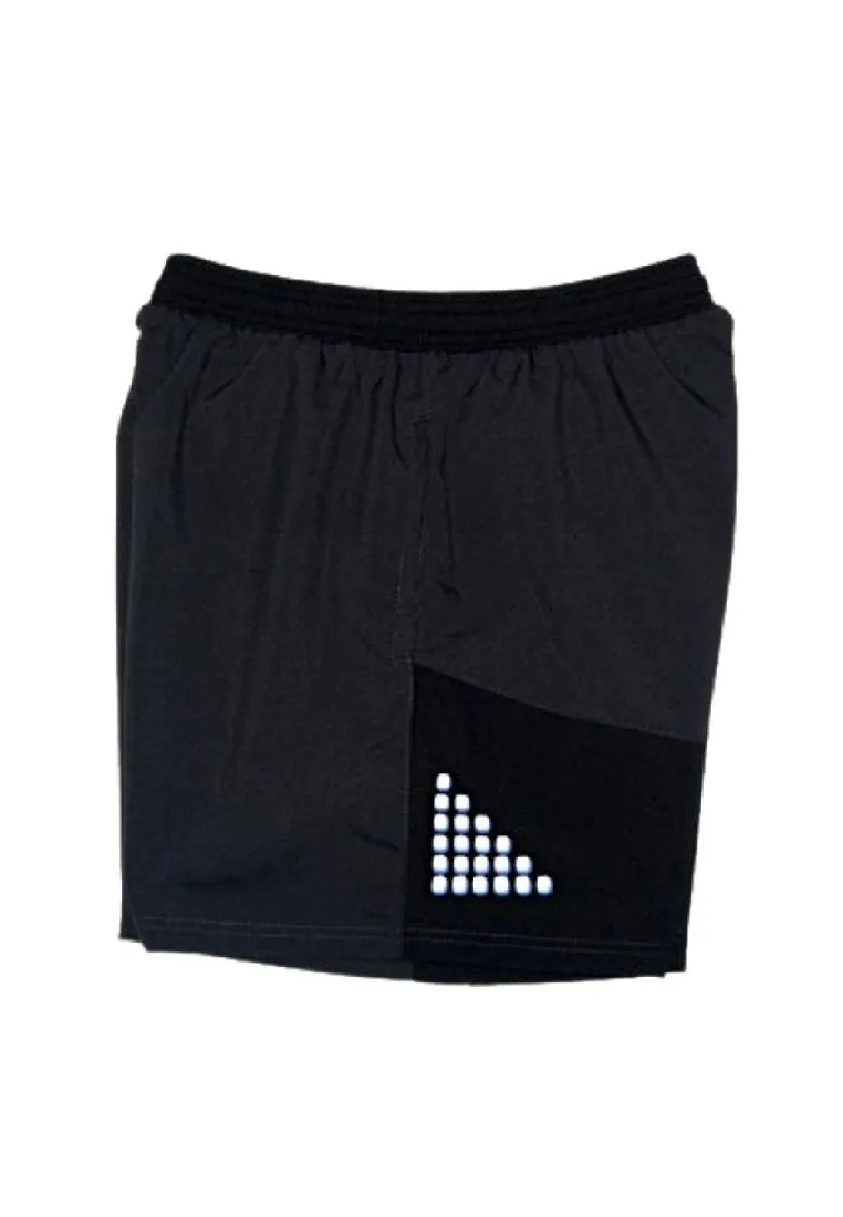 Landmark Running Shorts Nylon Spandex Full Garter With Reflectorize Zip Pocket - Black