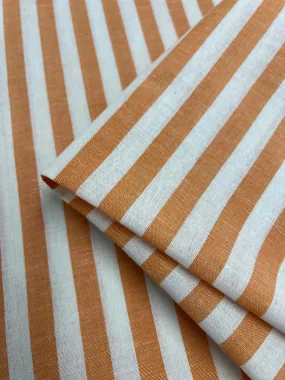 Linen Cotton - Thick Orange and White Stripe - 145cm