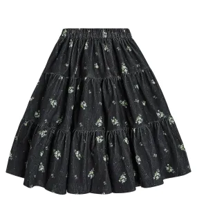 Maryjane skirt with floral print C'era una volta, black