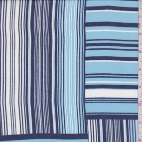 Navy/Blue/White Stripe Block Chiffon Fabric