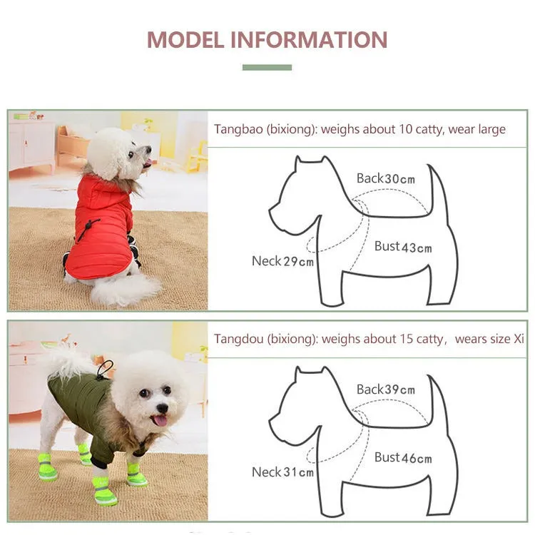 Pet Clothing Winter Puffer Coat Luxury Cotton Light Warm Down Jacket Dog Two-Leg Cotton Suit Pet Clothes |