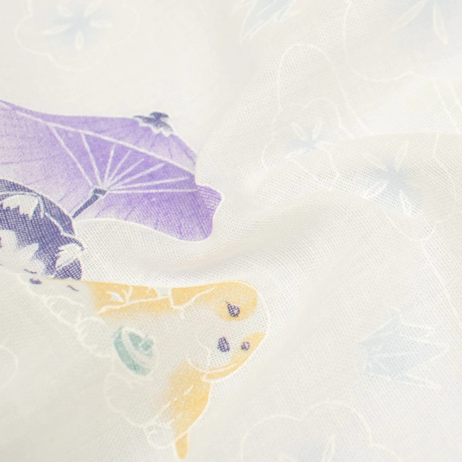 Printed Cotton Voile Design-20 Yellow & Purple Happy Dogs on White