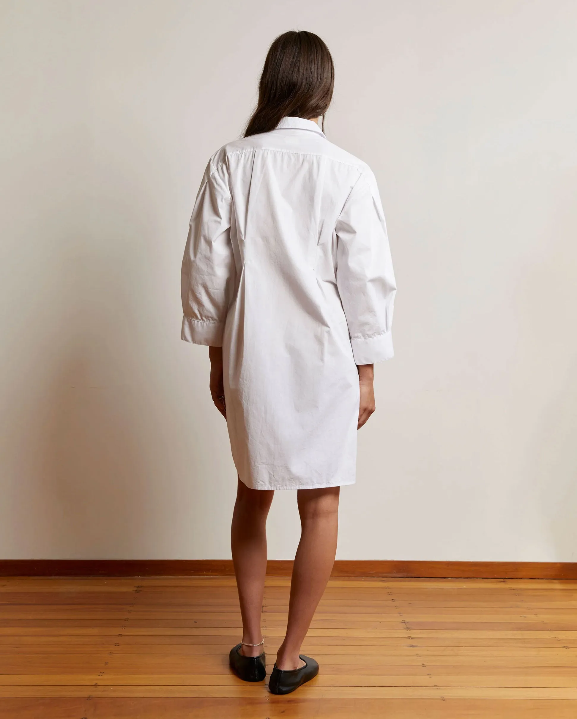 PULLOVER SHIRT DRESS / WHITE