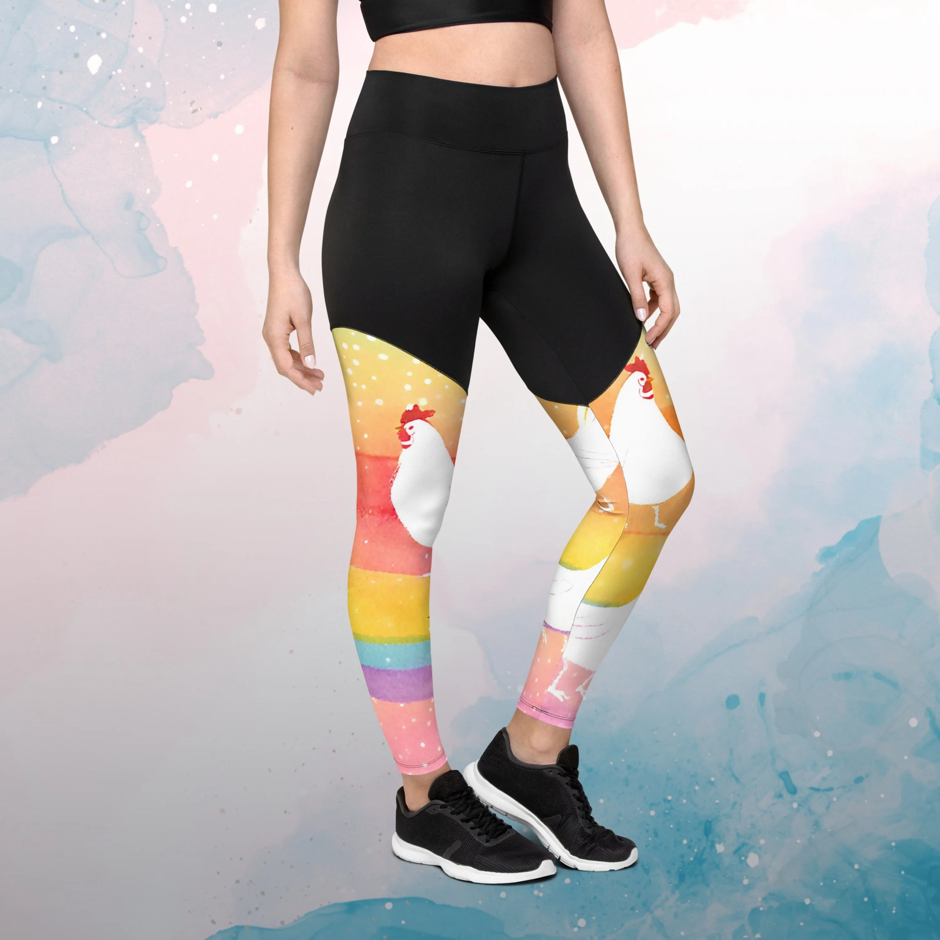 Rainbows and Chickens Athletic Compression Sports Leggings