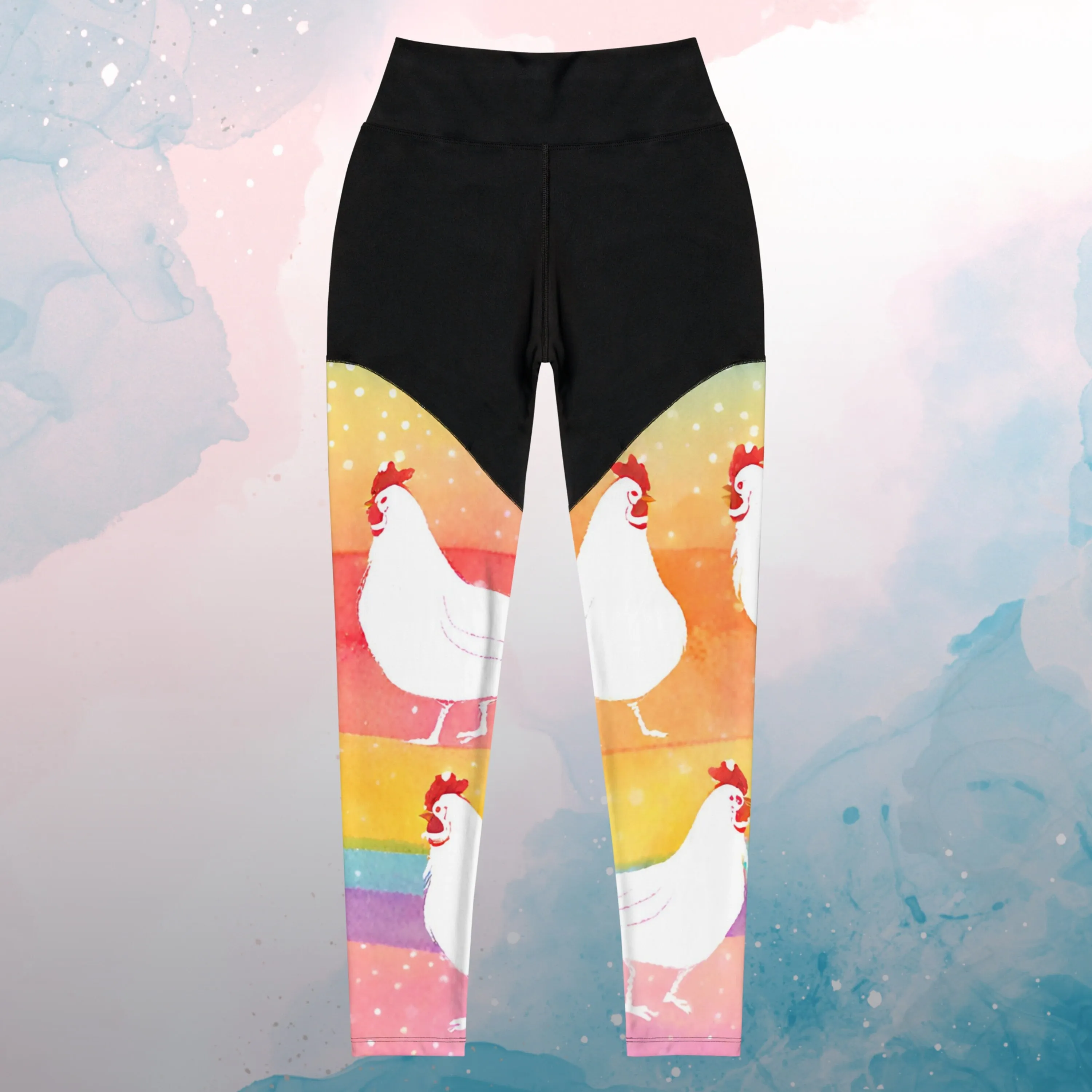 Rainbows and Chickens Athletic Compression Sports Leggings