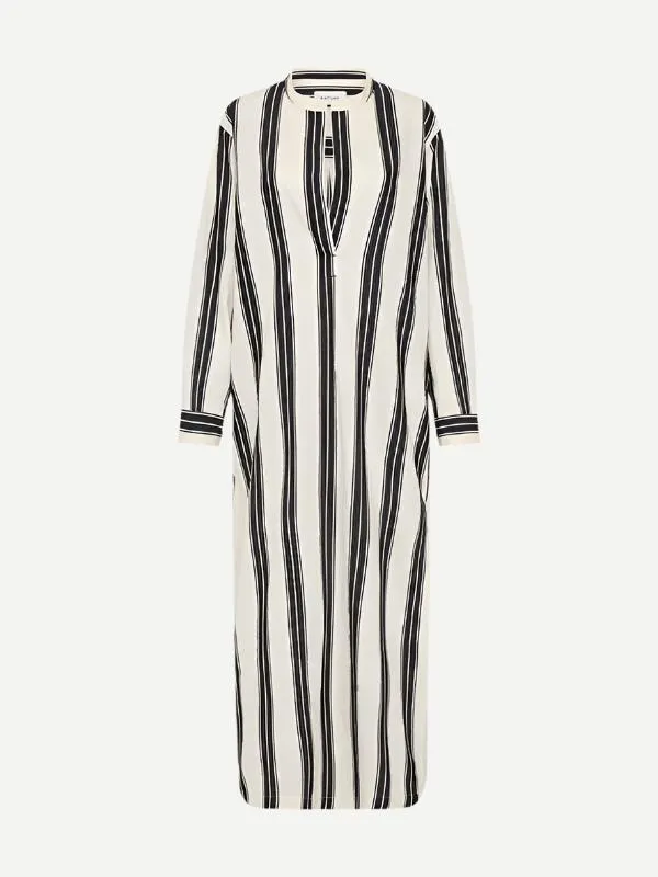 Relaxed Stripe Djellaba in Nero Stripe