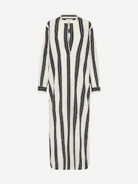 Relaxed Stripe Djellaba in Nero Stripe