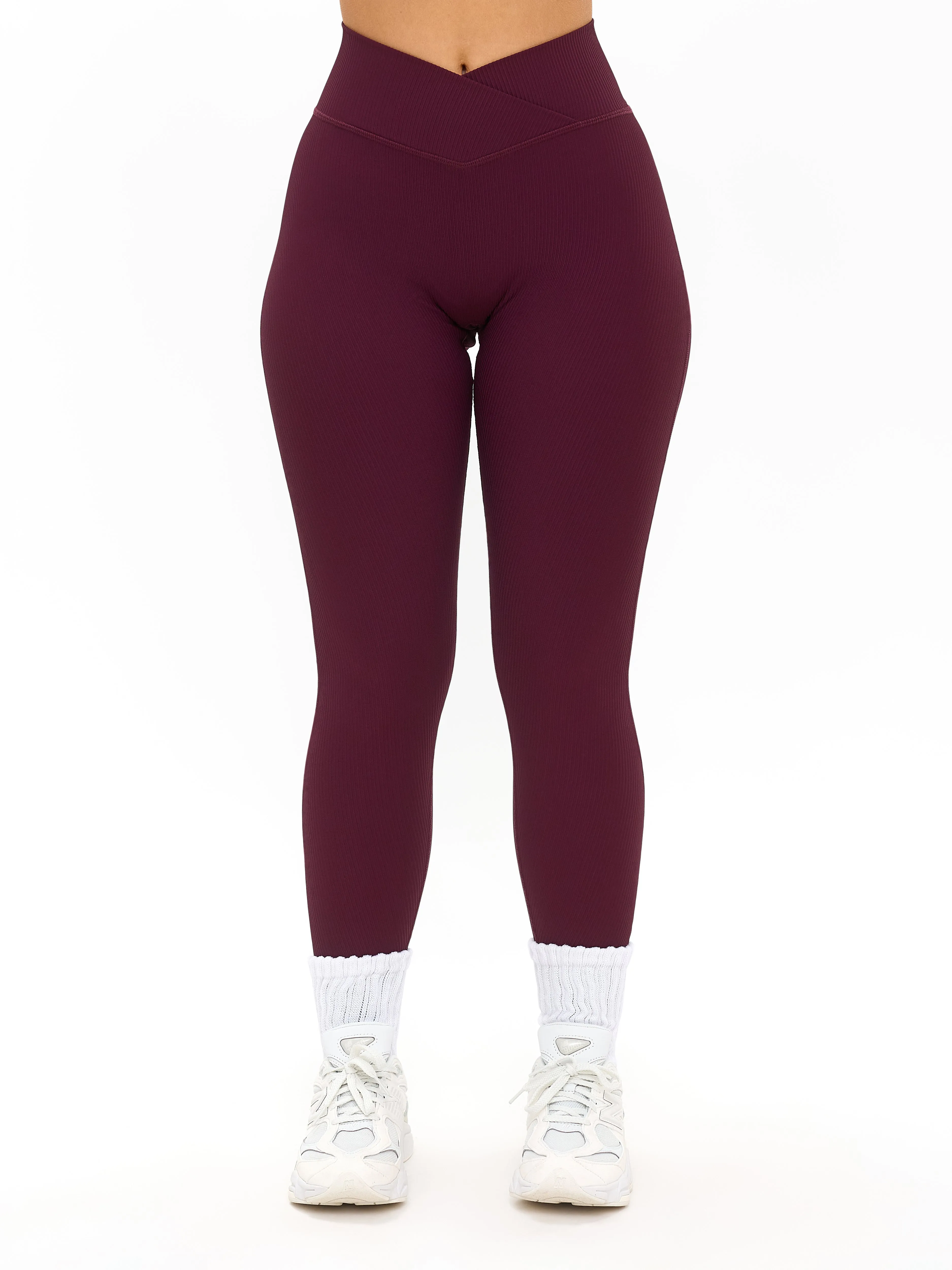 Ribbed Cross Waist Legging - Venom