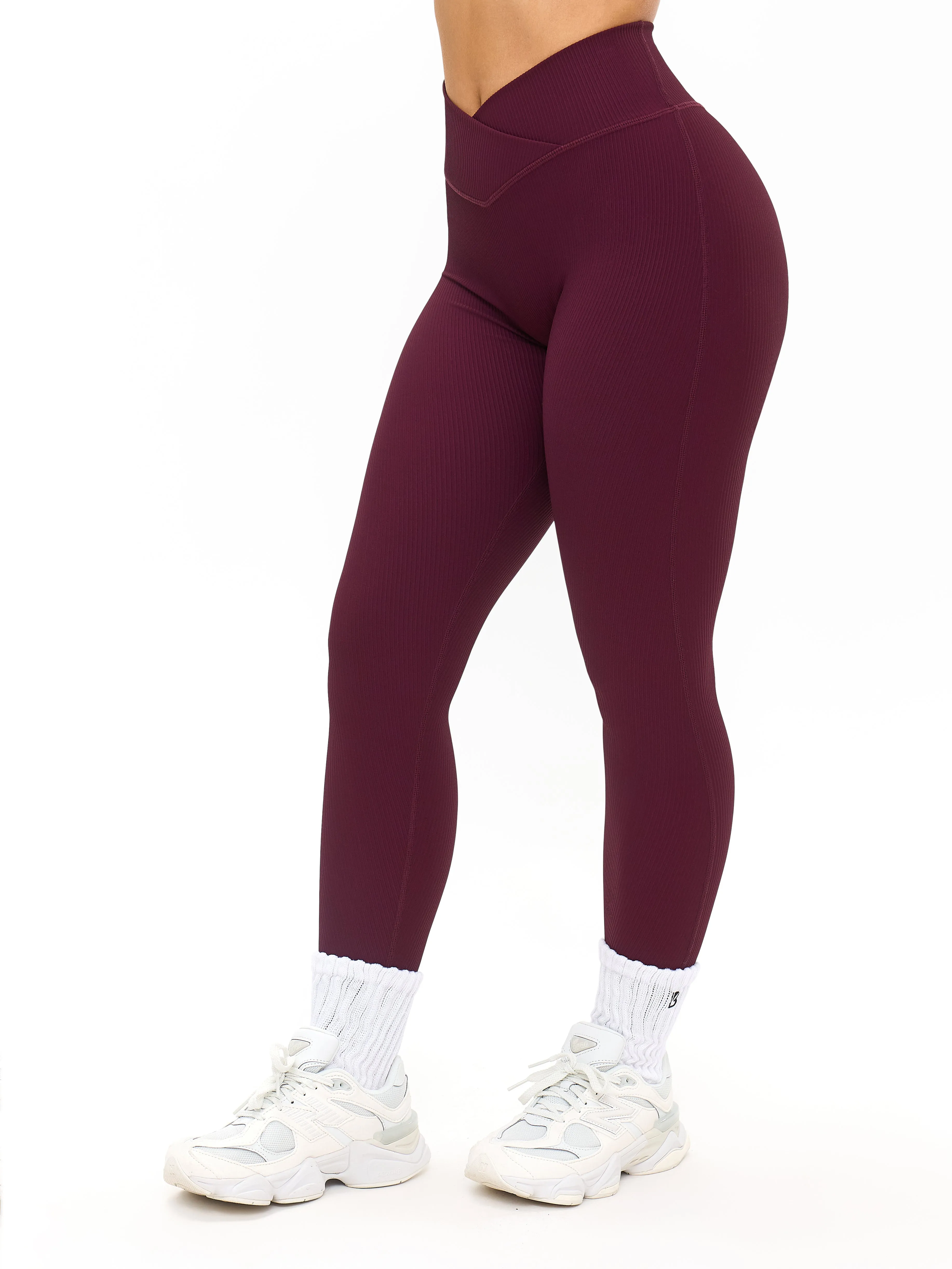 Ribbed Cross Waist Legging - Venom