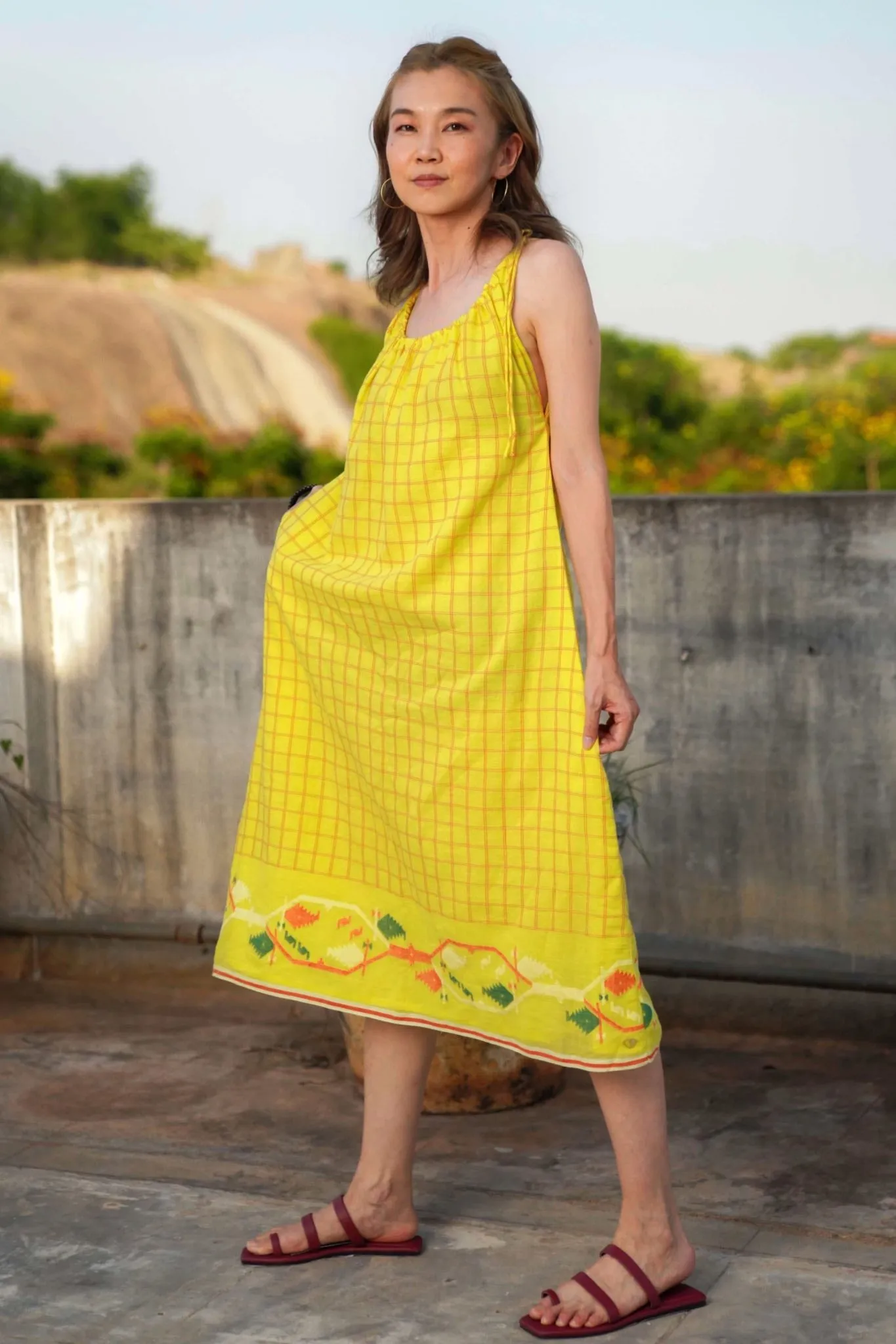 Roma - Yellow Spaghetti Sun Dress