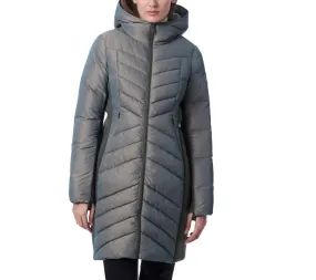 Shiny Mid Length Puffer Coat Smoke