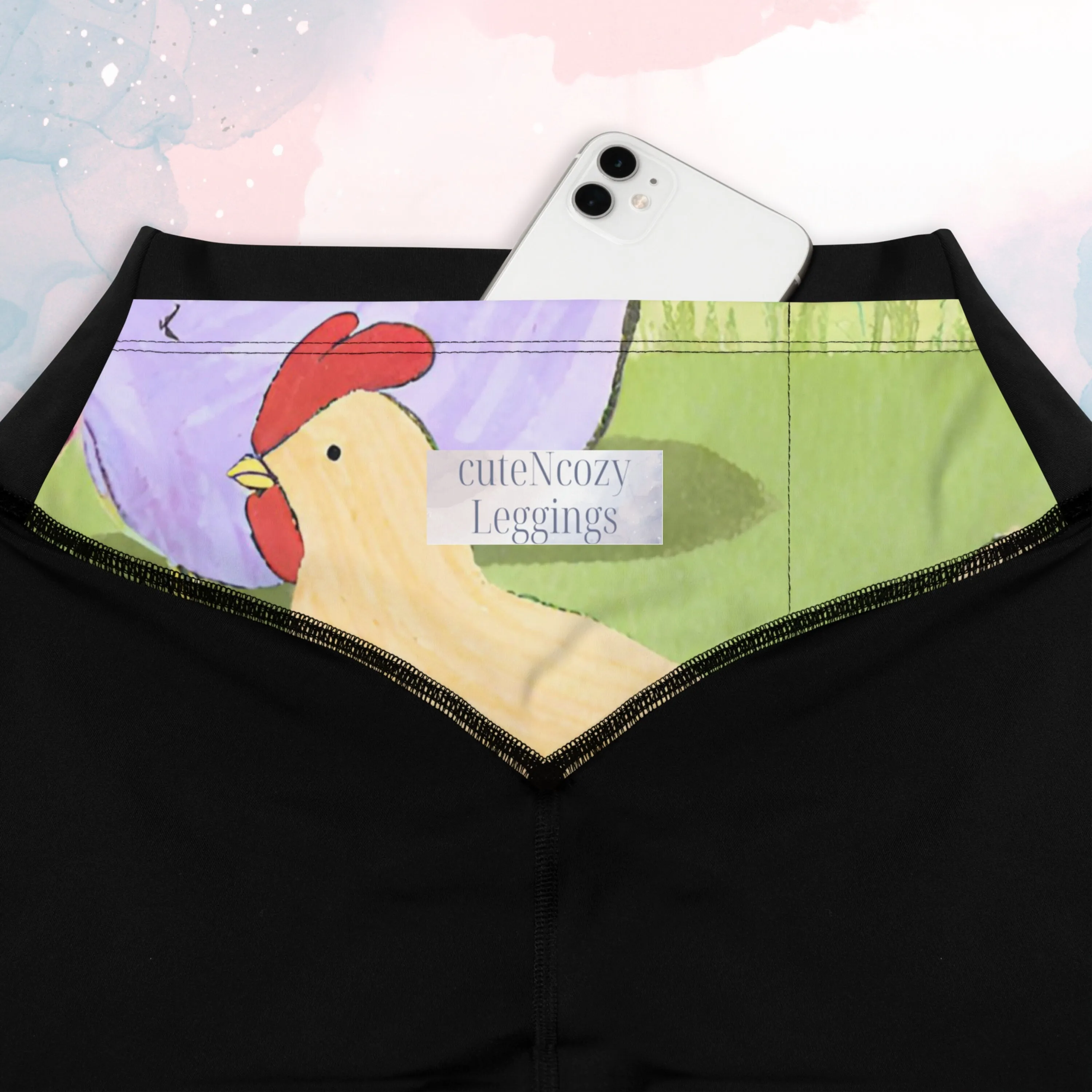 Sketchy Cartoon Chickens Womens Compression Sports Leggings Gym Gift