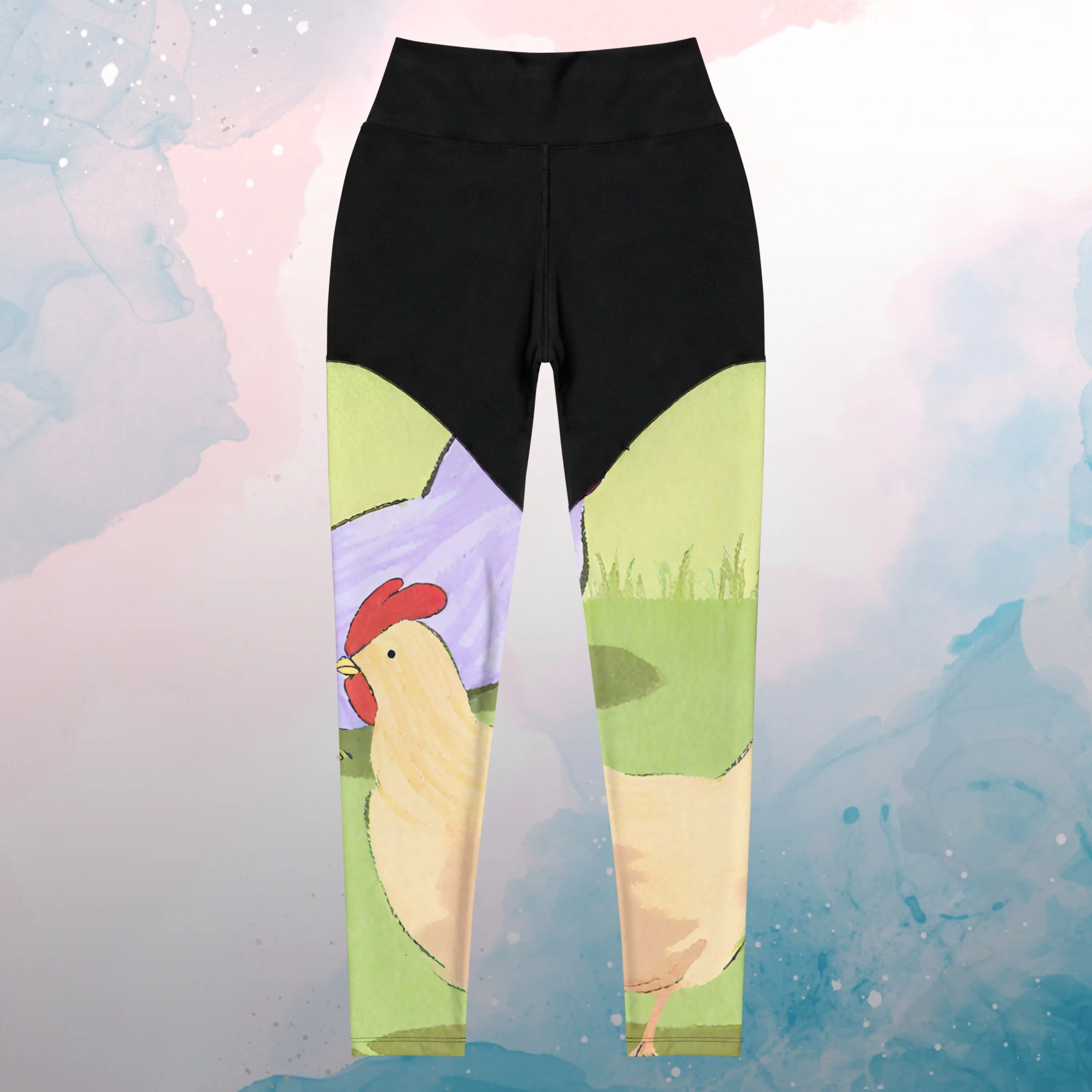 Sketchy Cartoon Chickens Womens Compression Sports Leggings Gym Gift