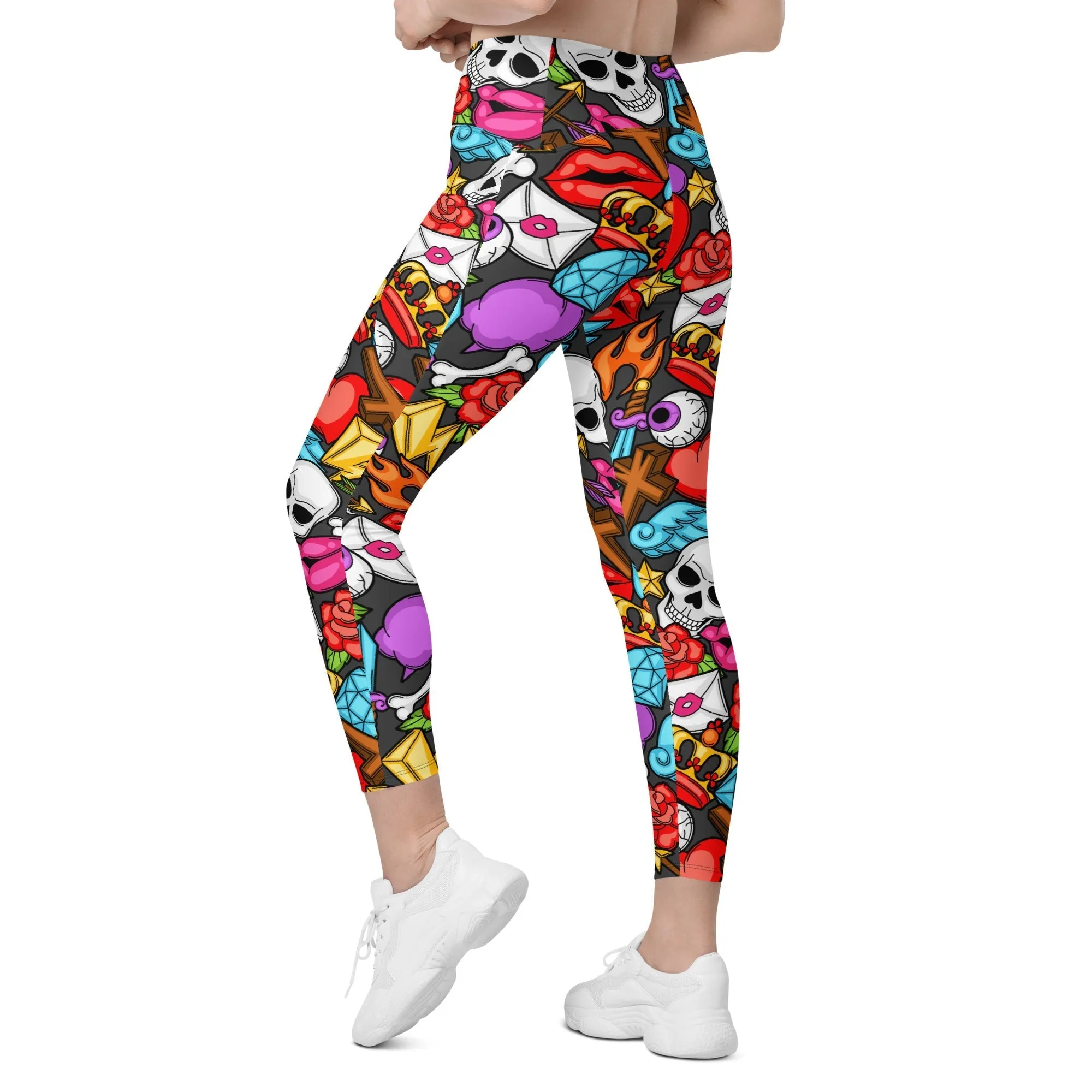 Skulls Leggings With Pockets