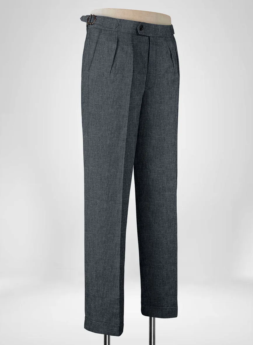 Slate Gray Linen Highland Trousers