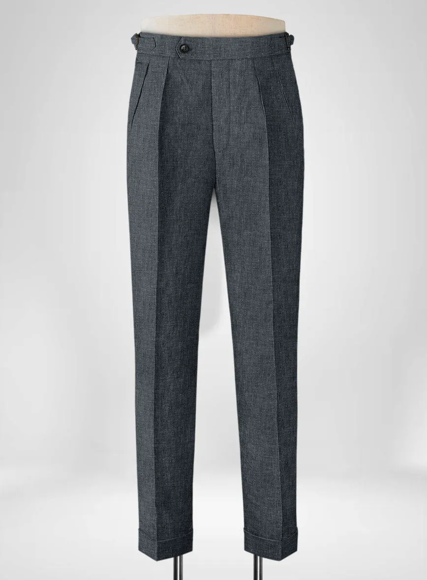 Slate Gray Linen Highland Trousers